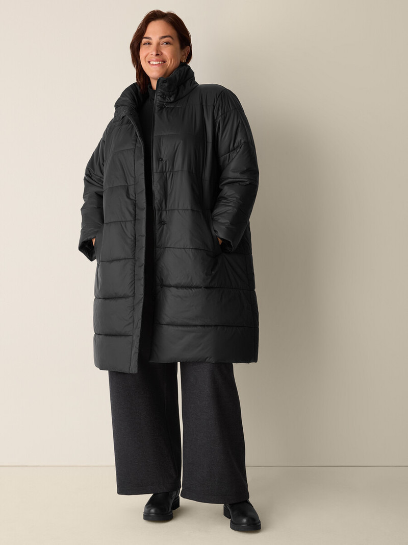 Eggshell Recycled Nylon Stand Collar Coat 6