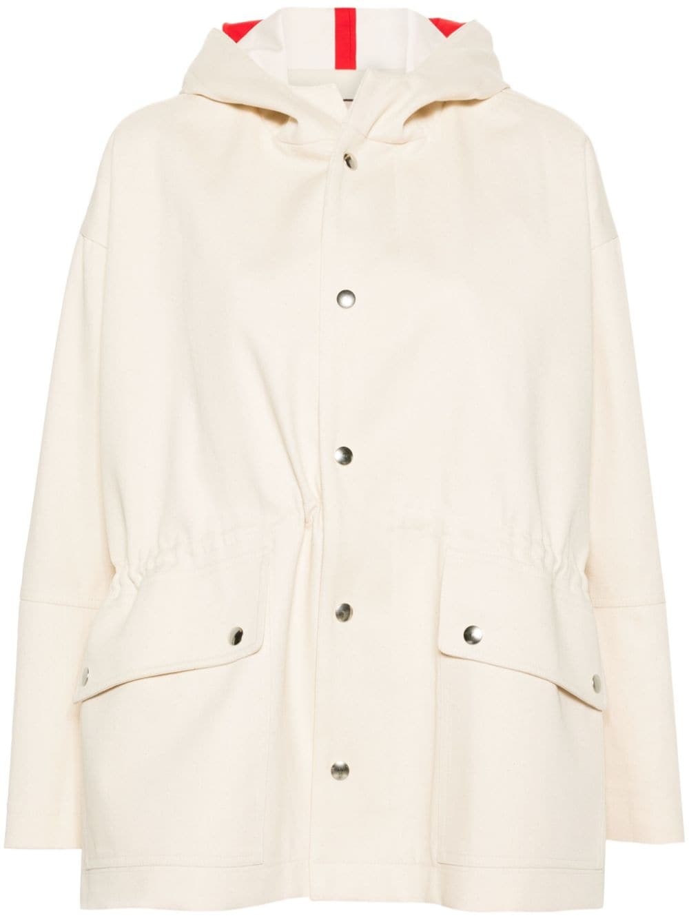 hooded twill parka jacket - 1