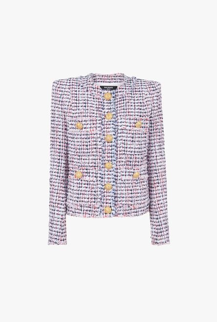 HIGH SUMMER CAPSULE - White, “gitane” blue and red tweed spencer jacket - 1