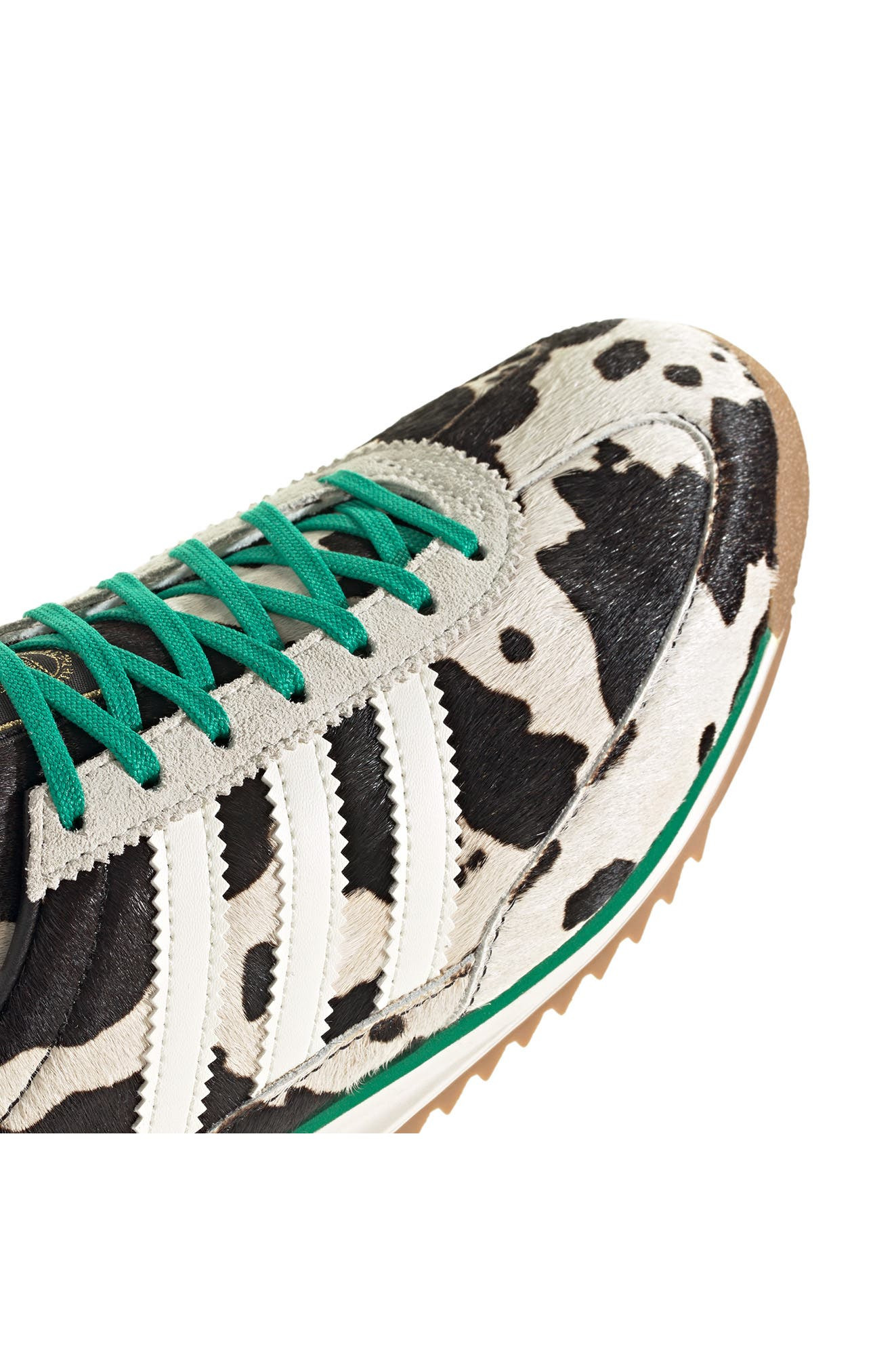 adidas SL 72 OG 'Cow' Genuine Calf Hair Sneaker in Black/Off White/Court Green at Nordstrom - 7