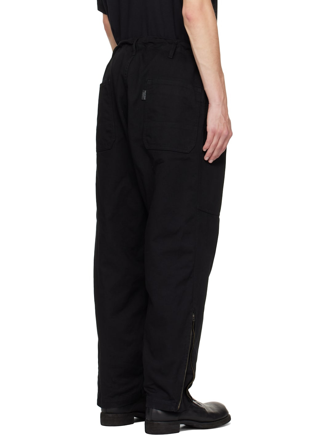 Black BS Katsuragi Hem Zip Painter Trousers - 3