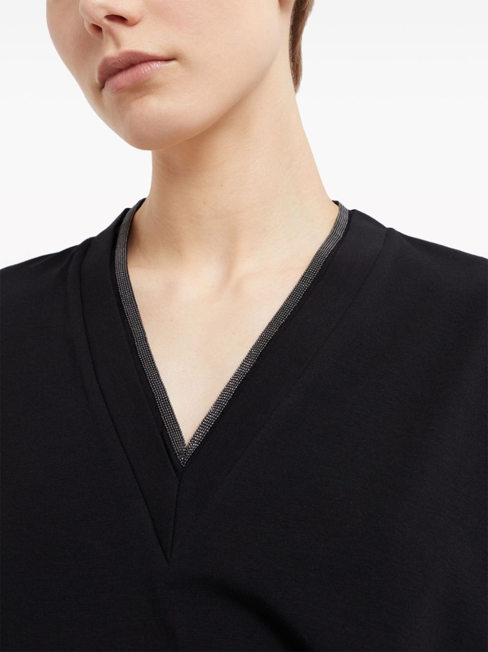Monili-detail knitted v-neck top - 5