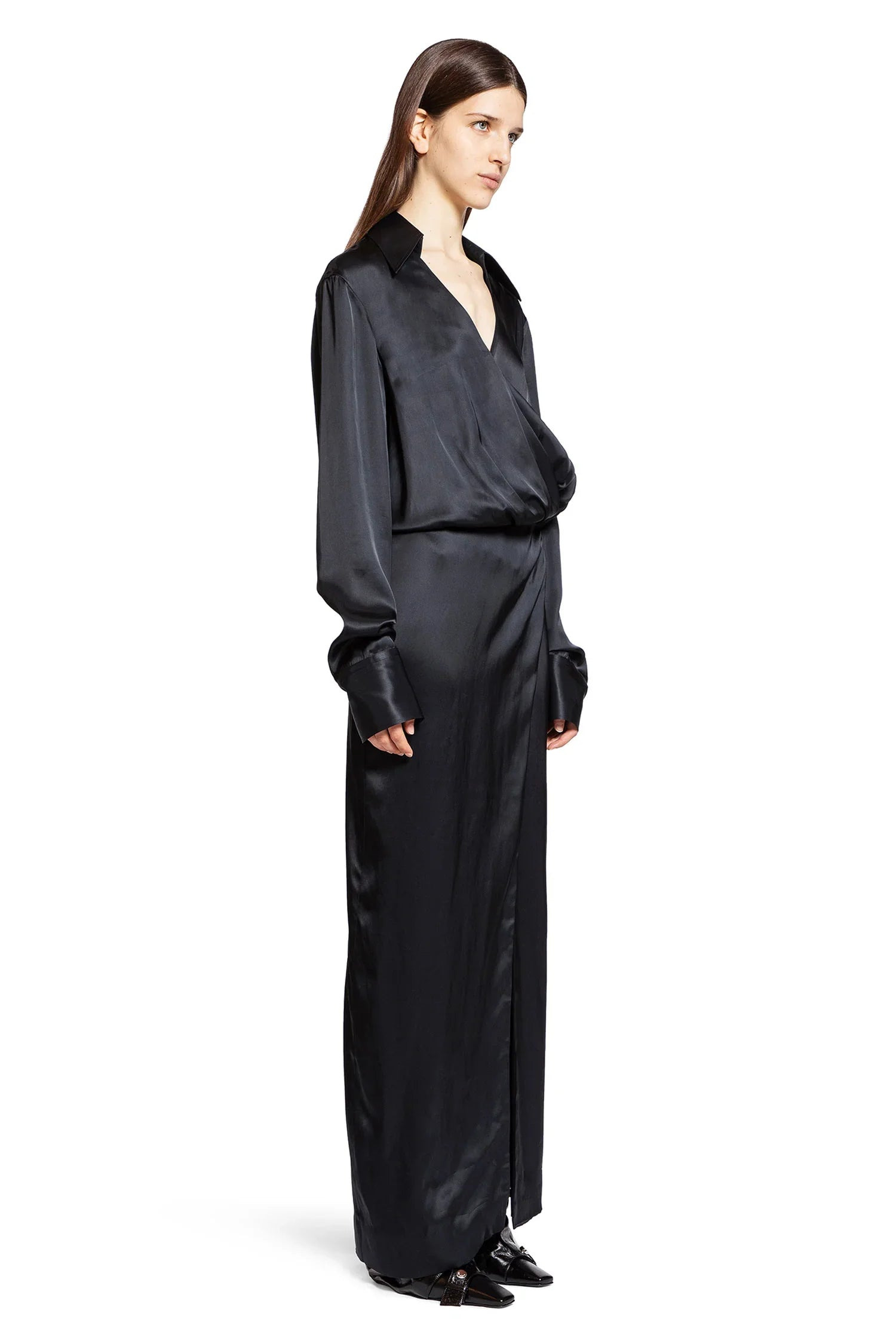 Long-Satin-Shirt-Dress - 2
