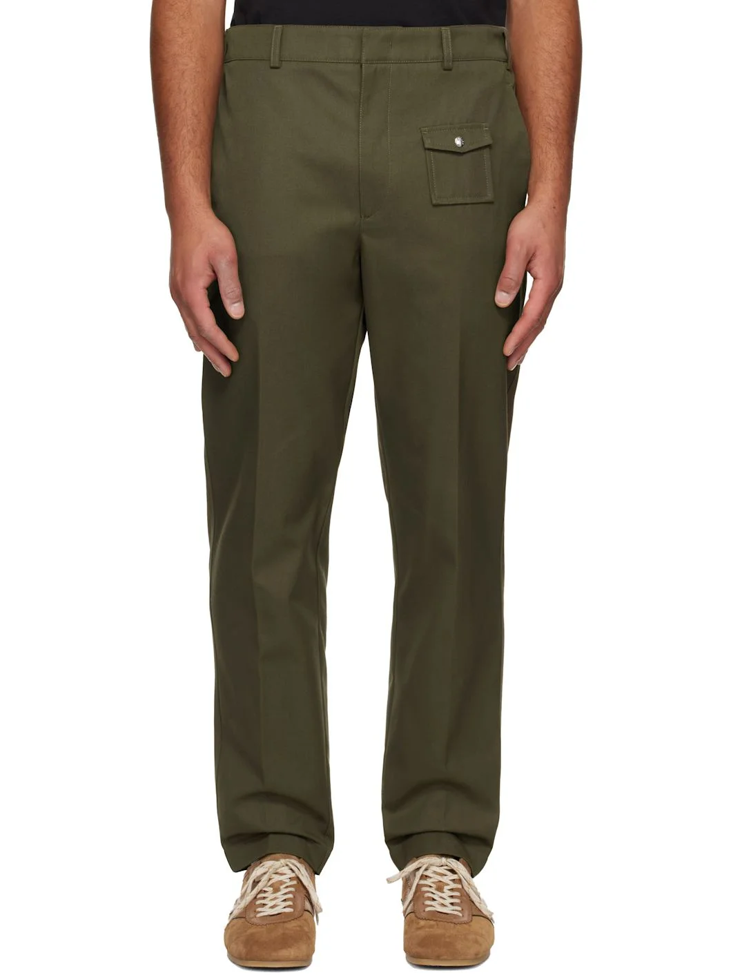 Khaki Tailored Gabardine Trousers - 1