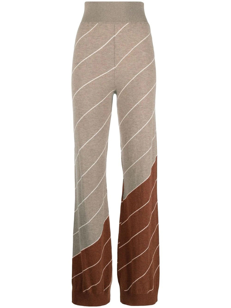 diagonal-stripe wool flared trousers 1