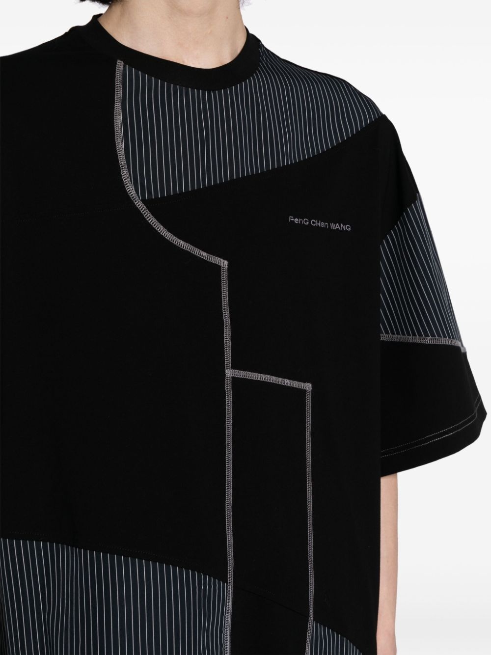 panelled cotton T-shirt - 5