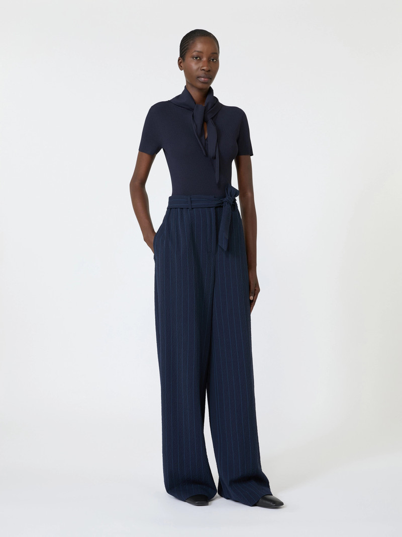Max Mara PALMETI Viscose crepe sweater with scarf detail - ULTRAMARINE outlook