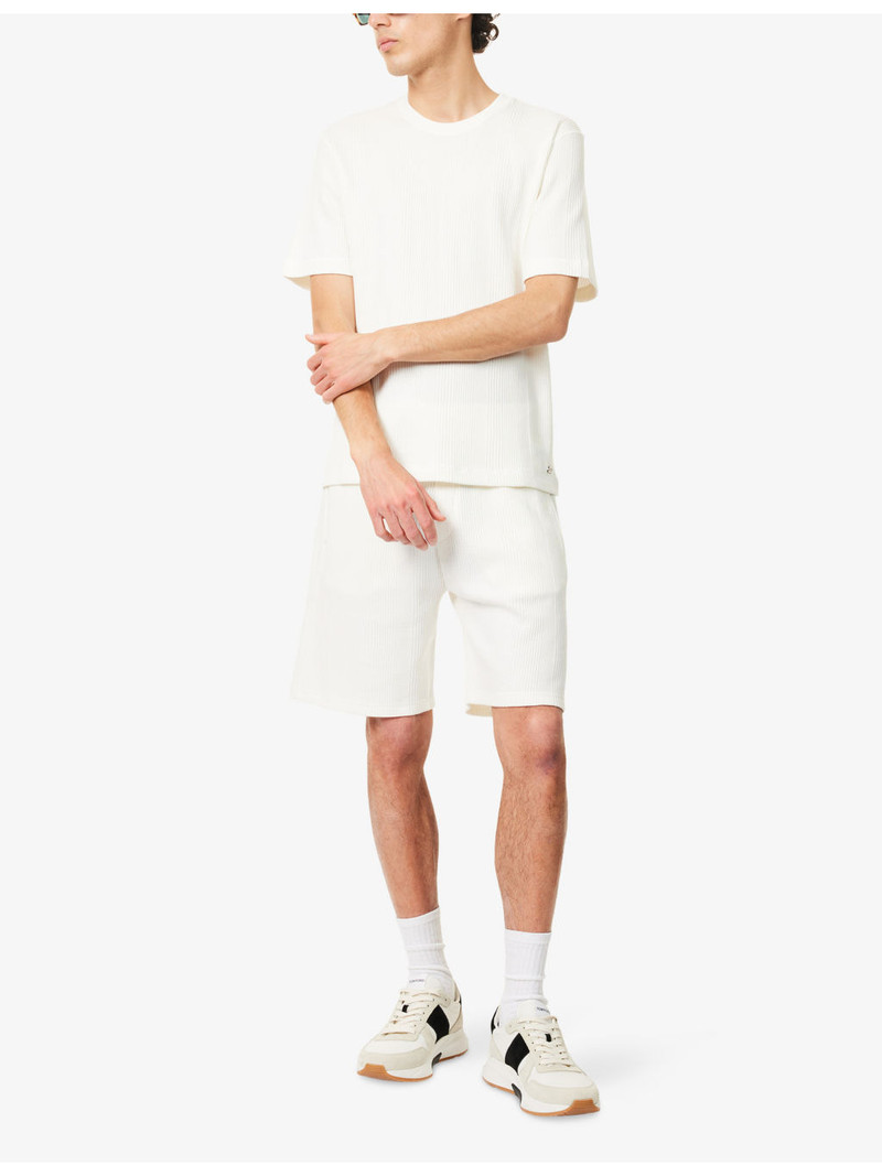 BOSS Structure Waffle-Texture Cotton-Blend T-Shirt outlook