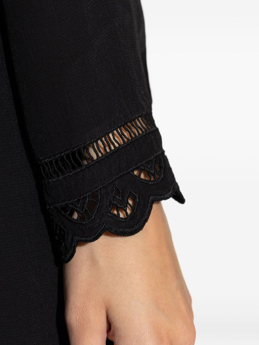 lace-trimmed button-front dress - 4