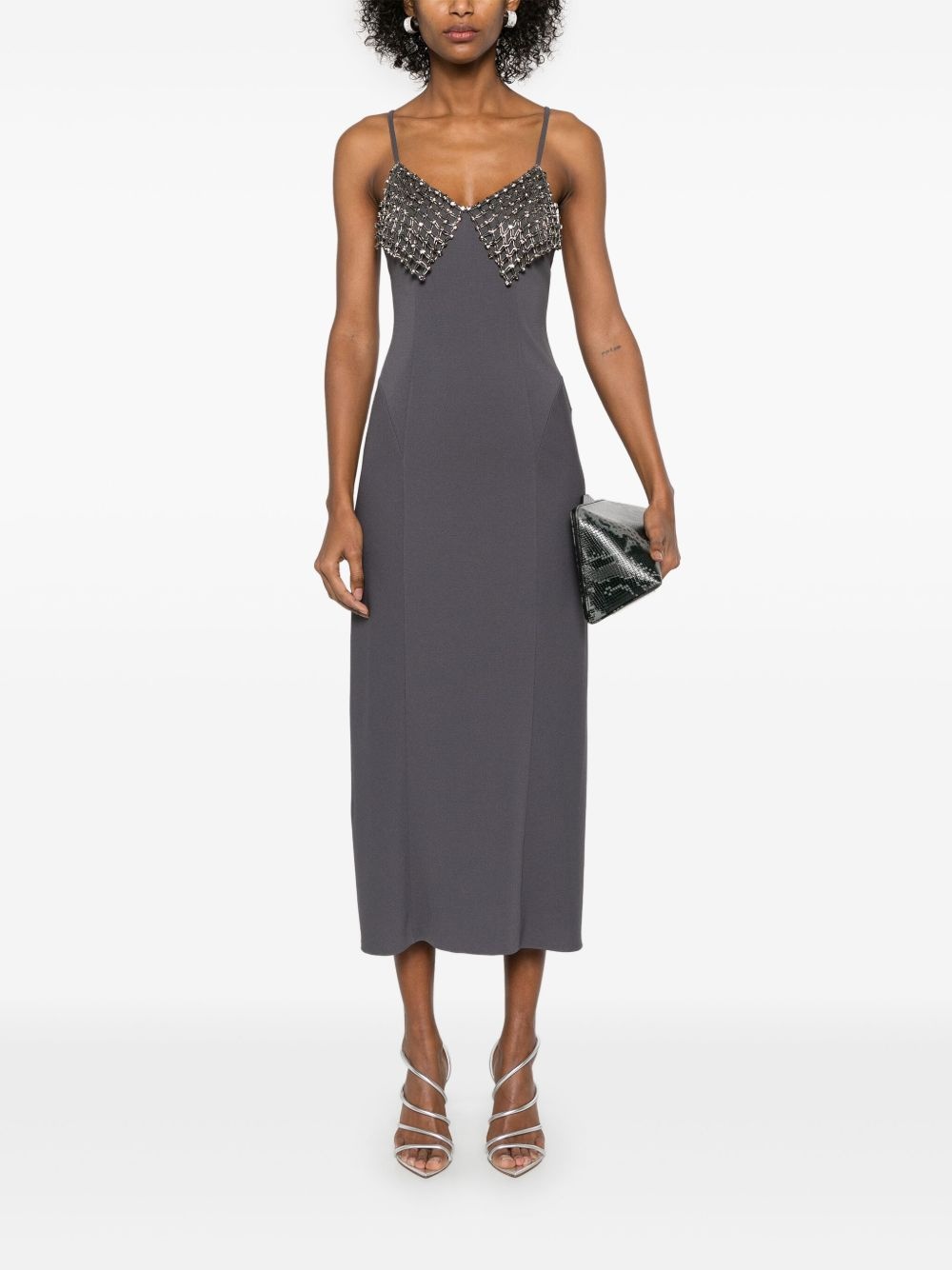 crystal-detail midi dress - 2