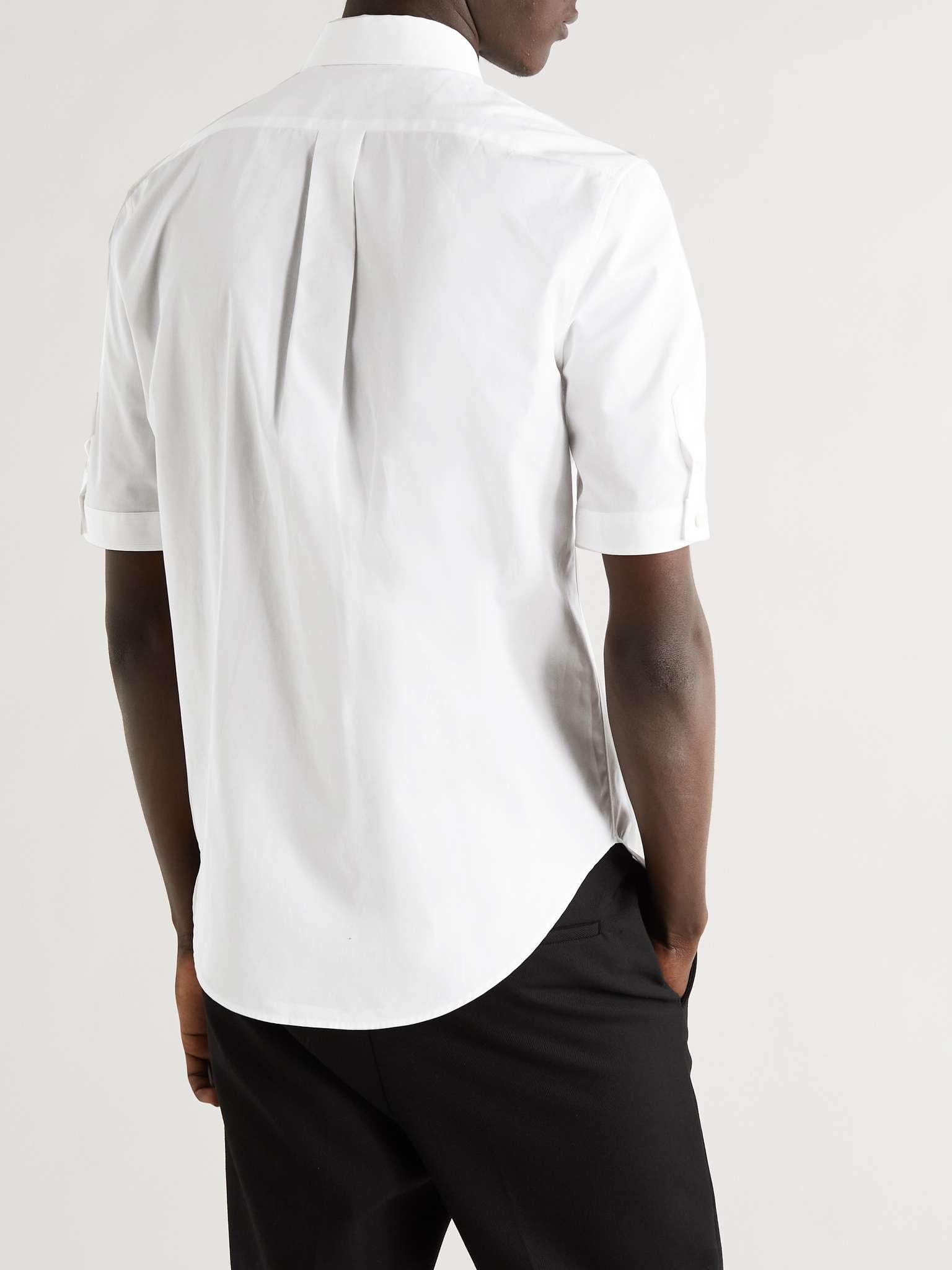 Button-Down Collar Embellished Organic Cotton-Poplin Shirt - 4