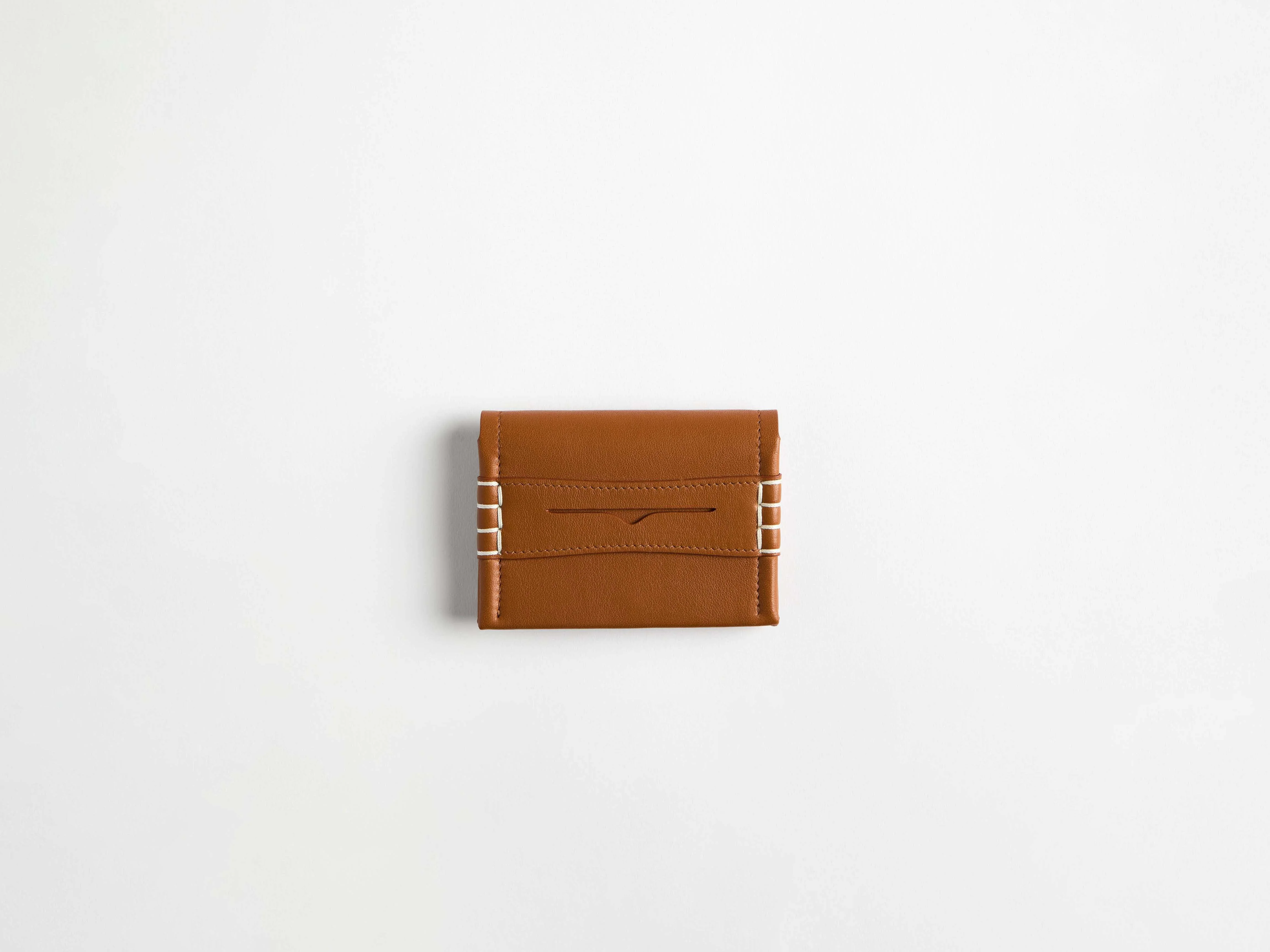 LEATHER LOAFER CARD HOLDER IN TAN - 1