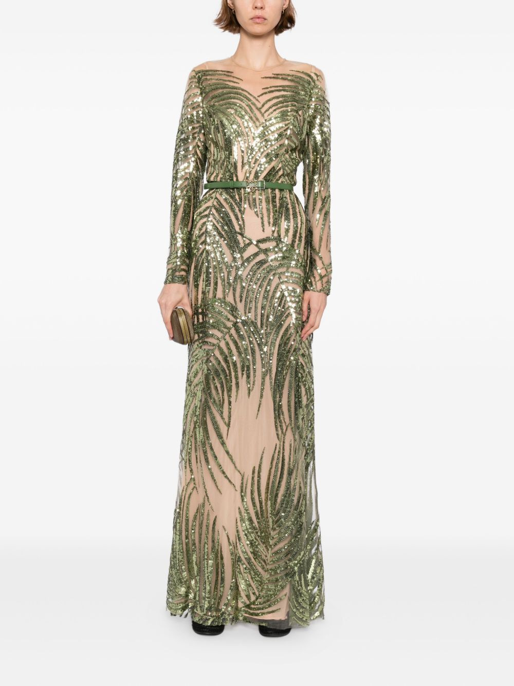 embroidered tulle long dress - 2