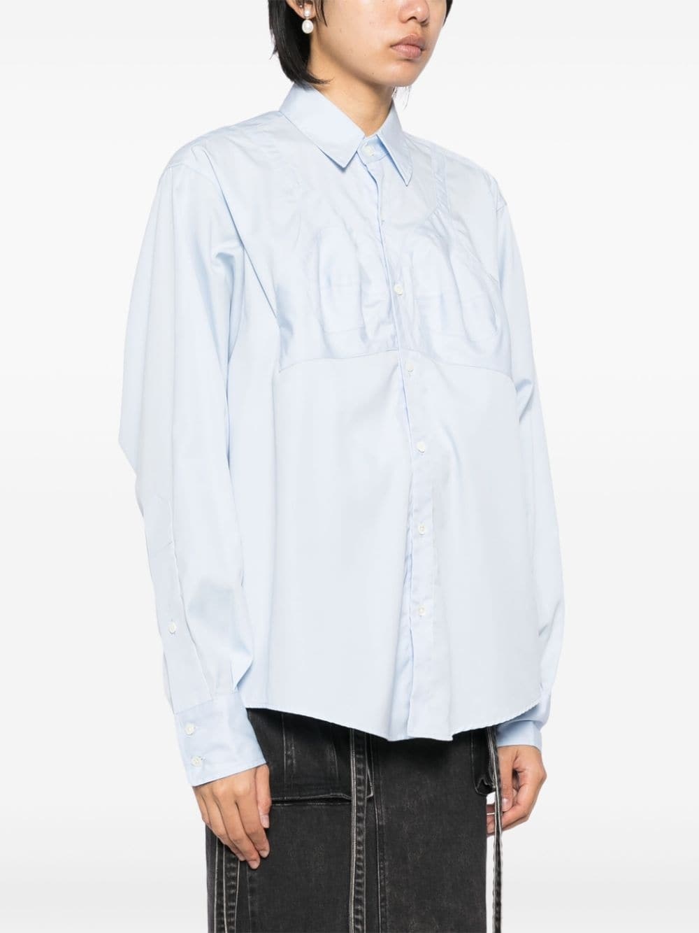 bra-detail cotton shirt - 3