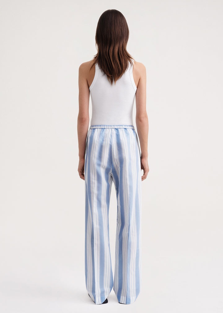 Press-creased drawstring trousers cornflower stripe - 4