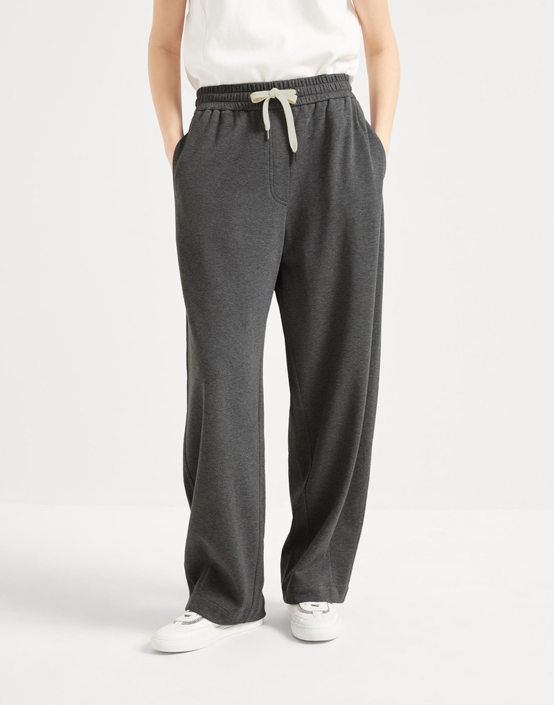 Techno cotton piqué track trousers 1