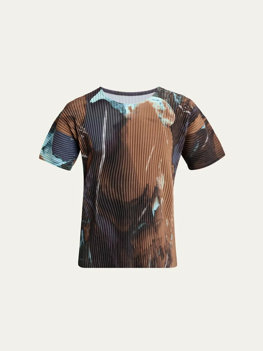 Men's Multi Agate Pleated T-Shirt - 1