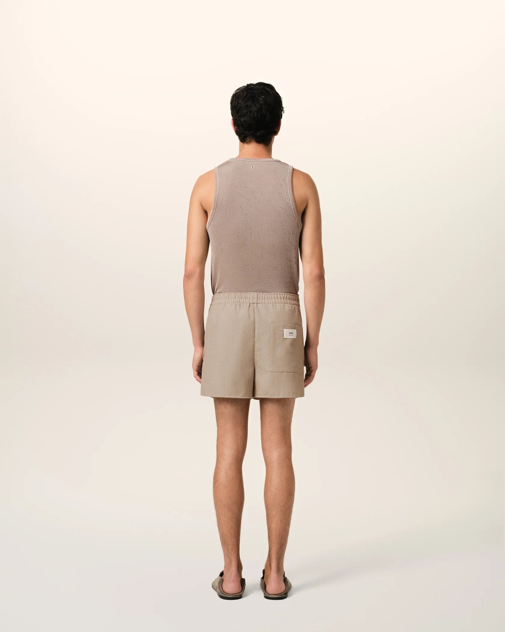 Beige Wool Elasticated Short - 3