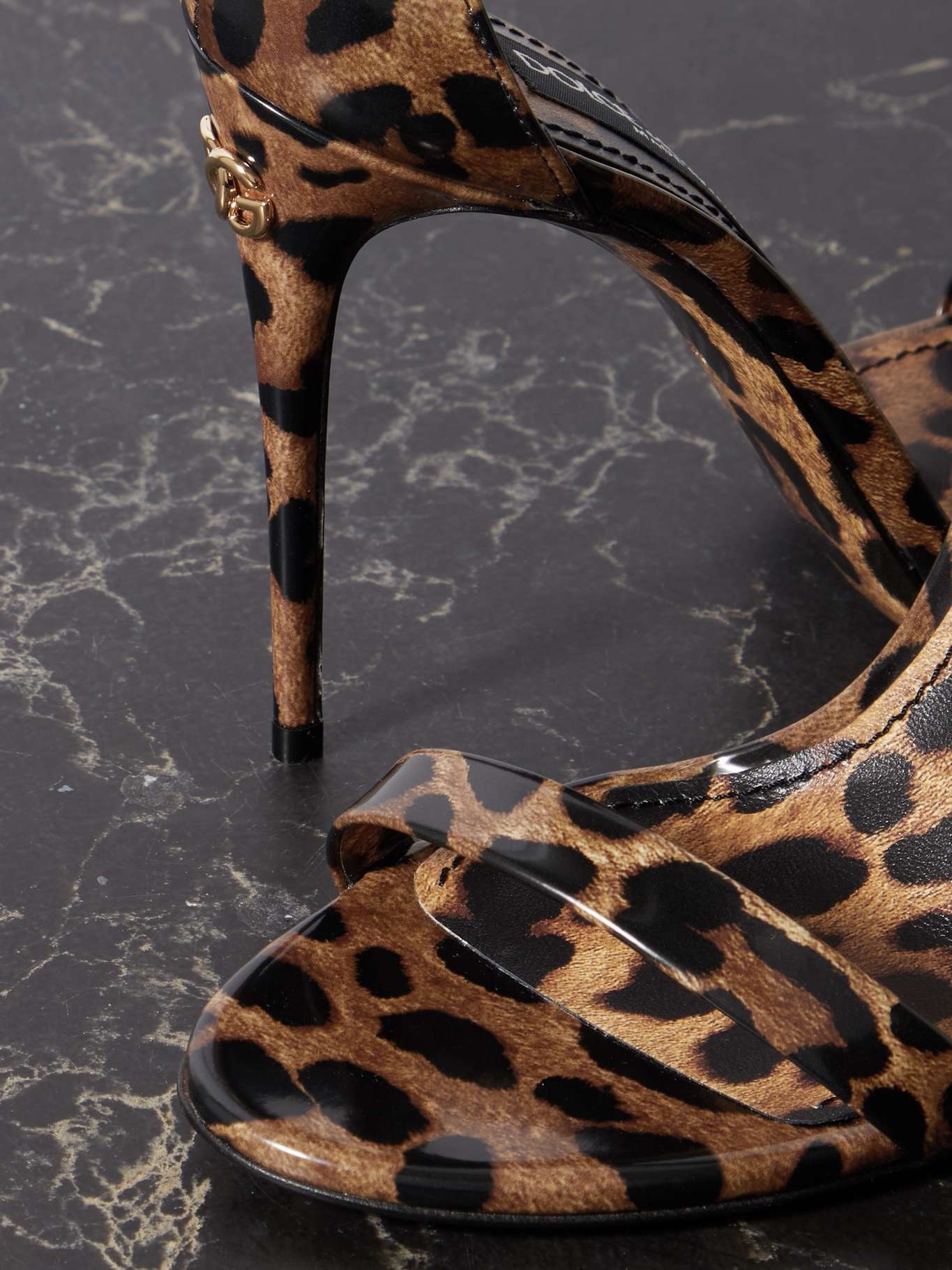 Leopard-print patent-leather sandals - 4