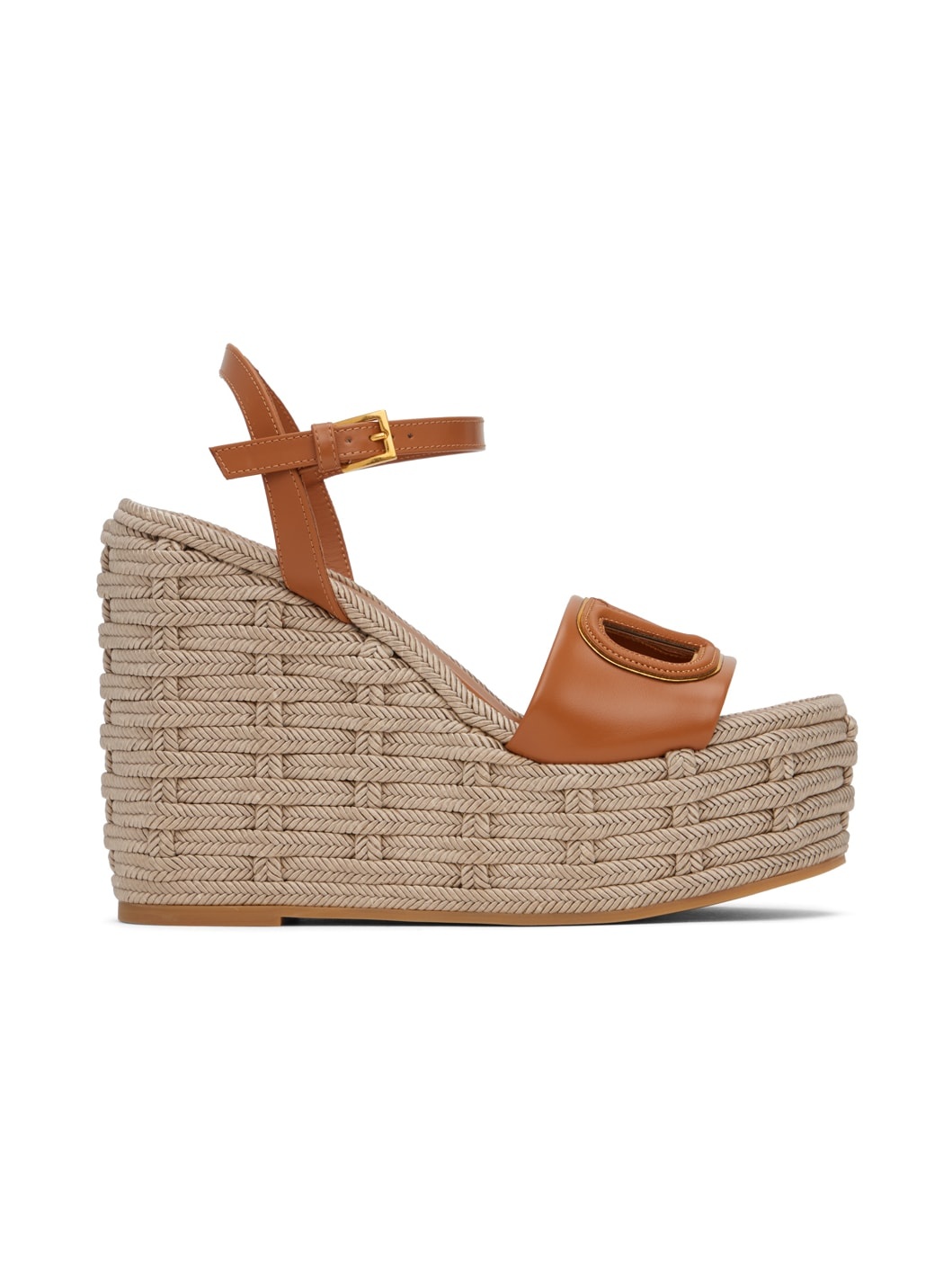 Tan VLogo Cutout Heeled Sandals - 1