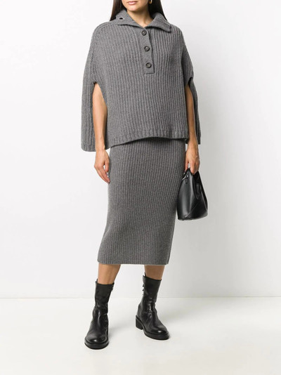 Yves Salomon funnel-neck ribbed cape outlook