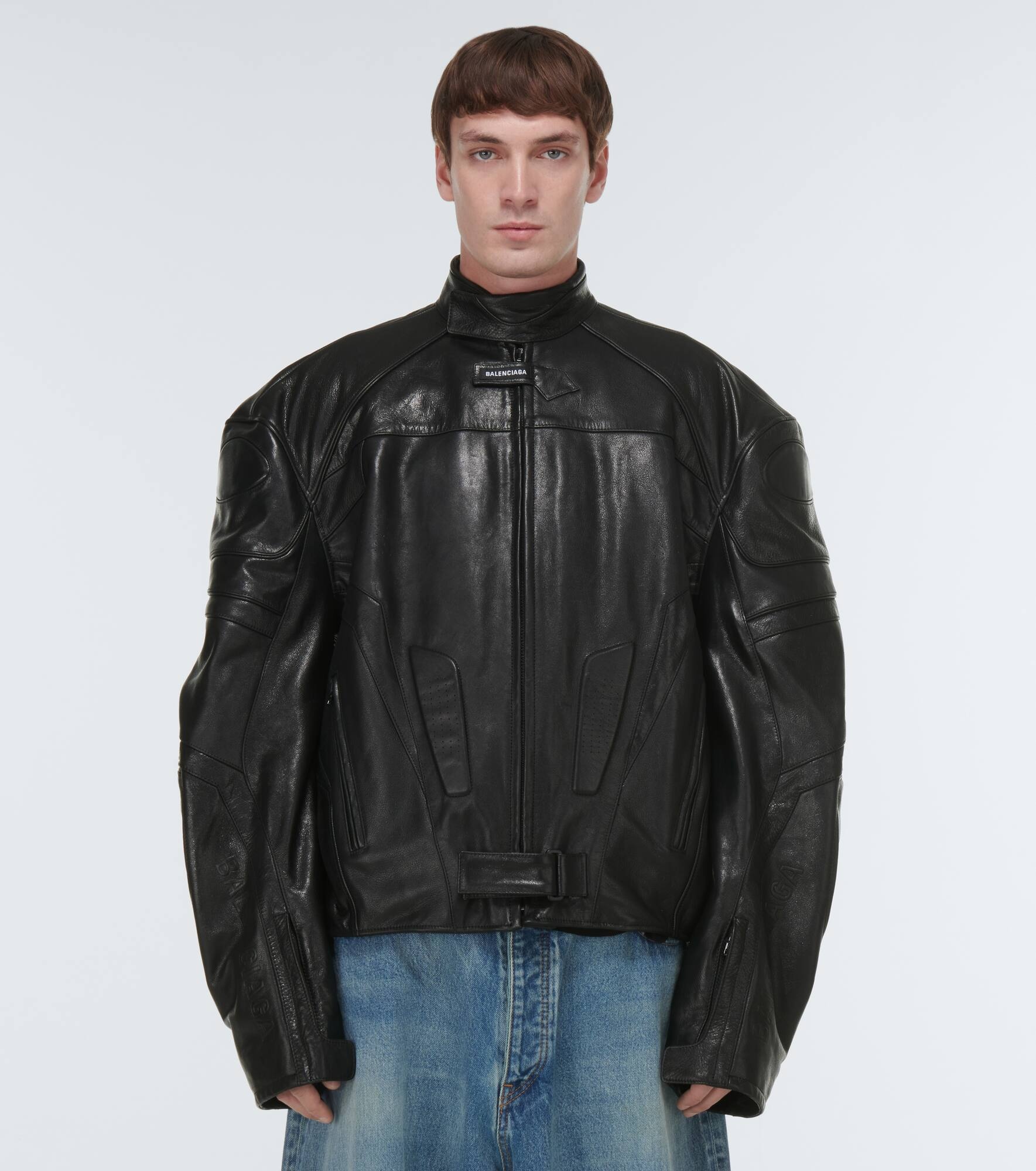 Leather biker jacket - 3
