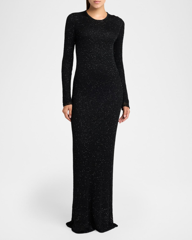 Golden Goose Journey Long-Sleeve Sequined Mesh Maxi Dress outlook