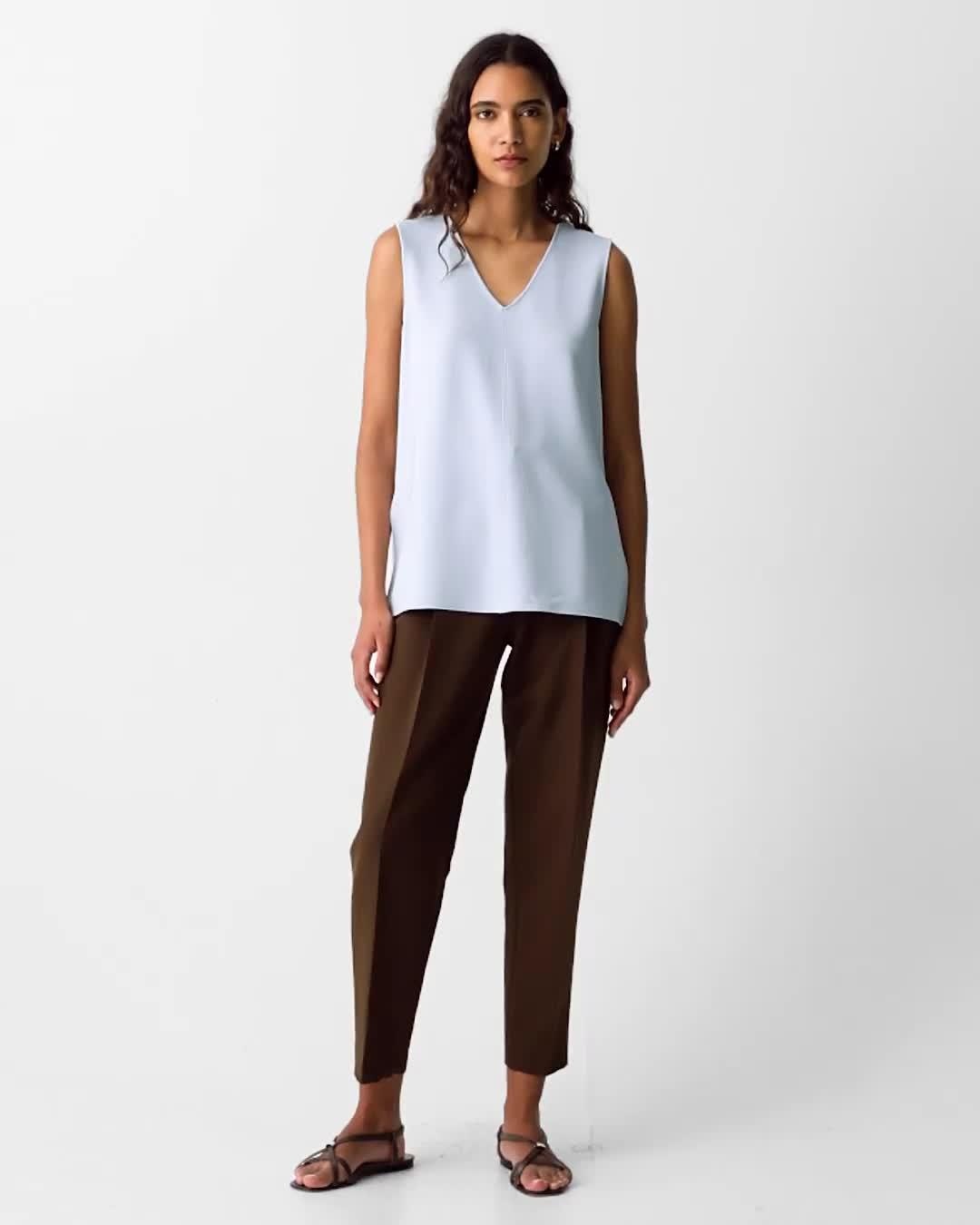V-Neck Blouse in Admiral Crepe - 8