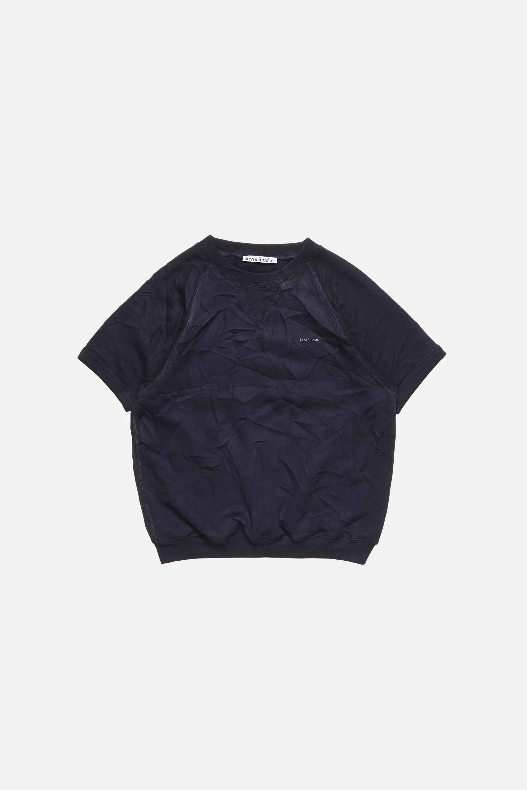 Crinkled fleece t-shirt - Navy - 1