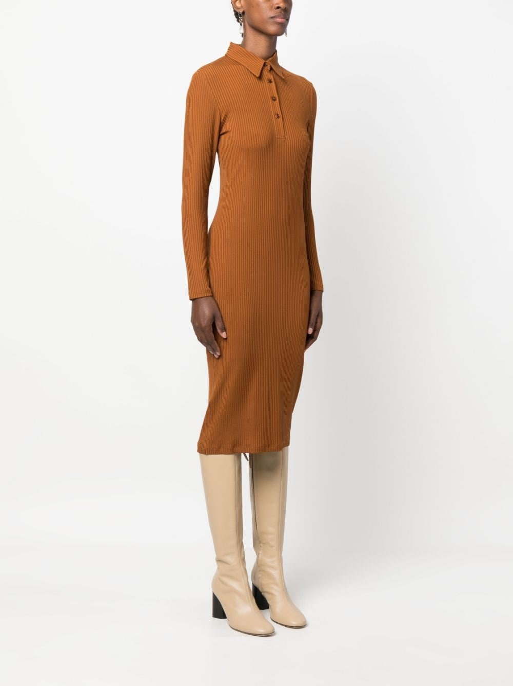 ribbed jersey polo dress - 3