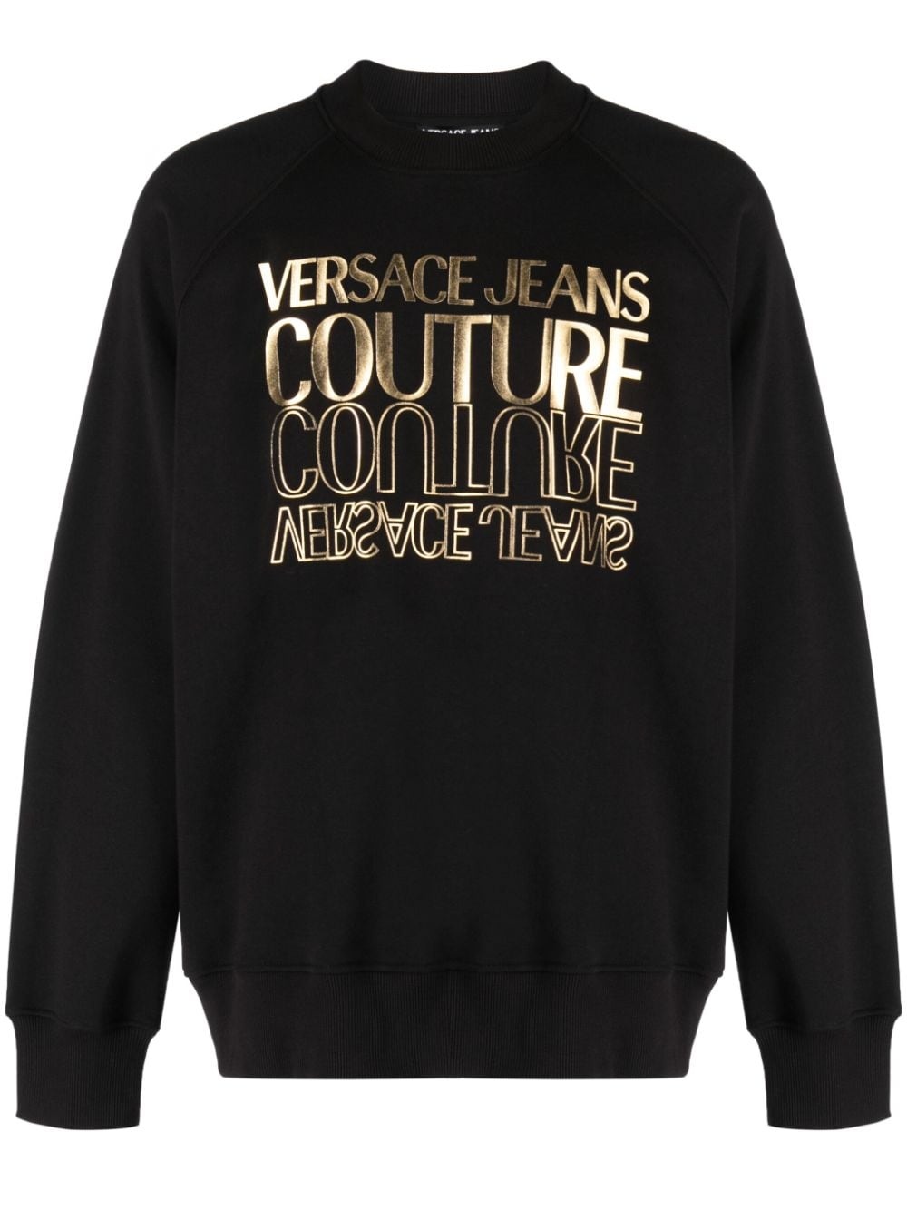 metallic logo-print cotton sweatshirt - 1