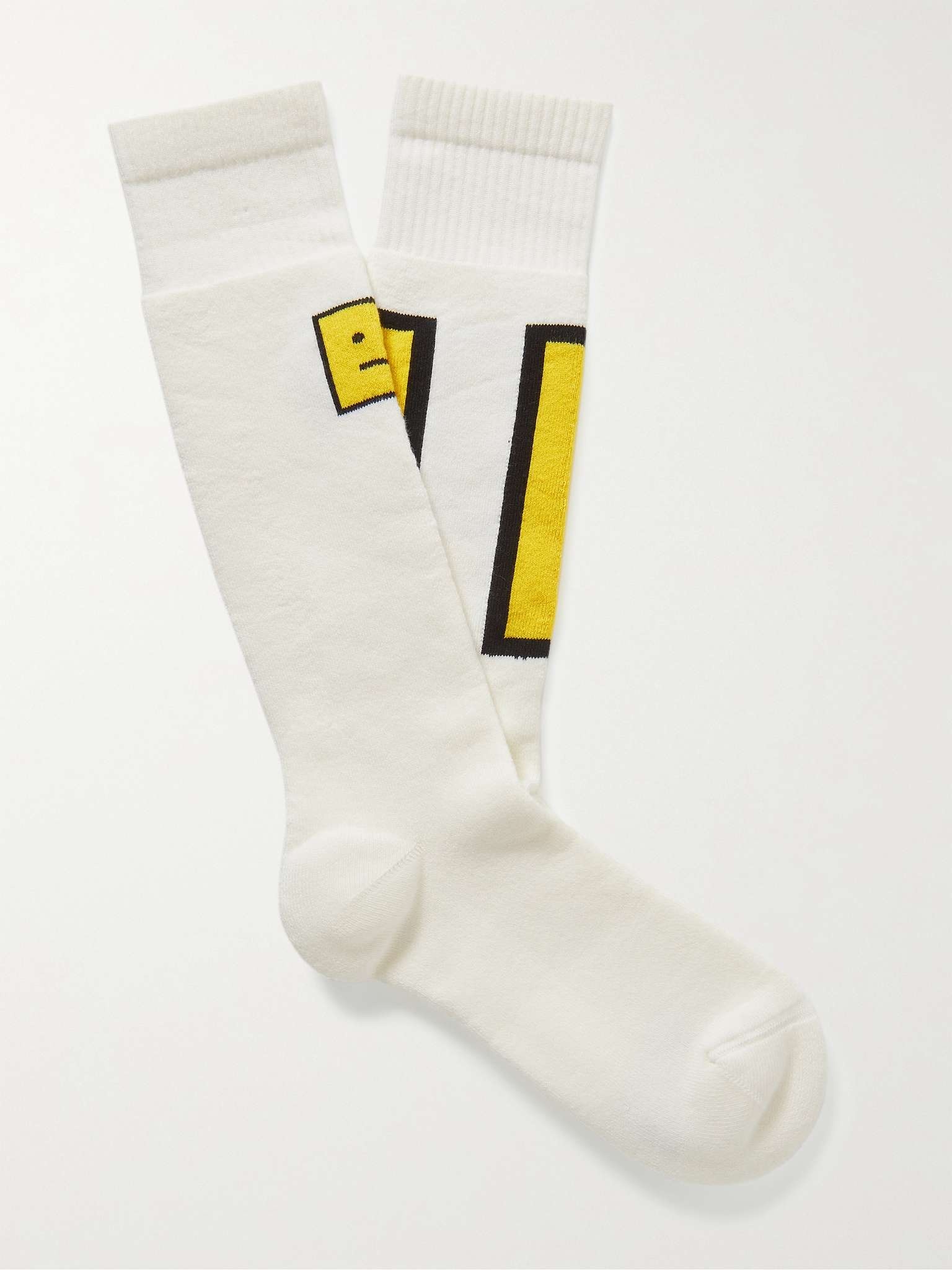 Logo-Jacquard Stretch Cotton-Blend Socks - 1