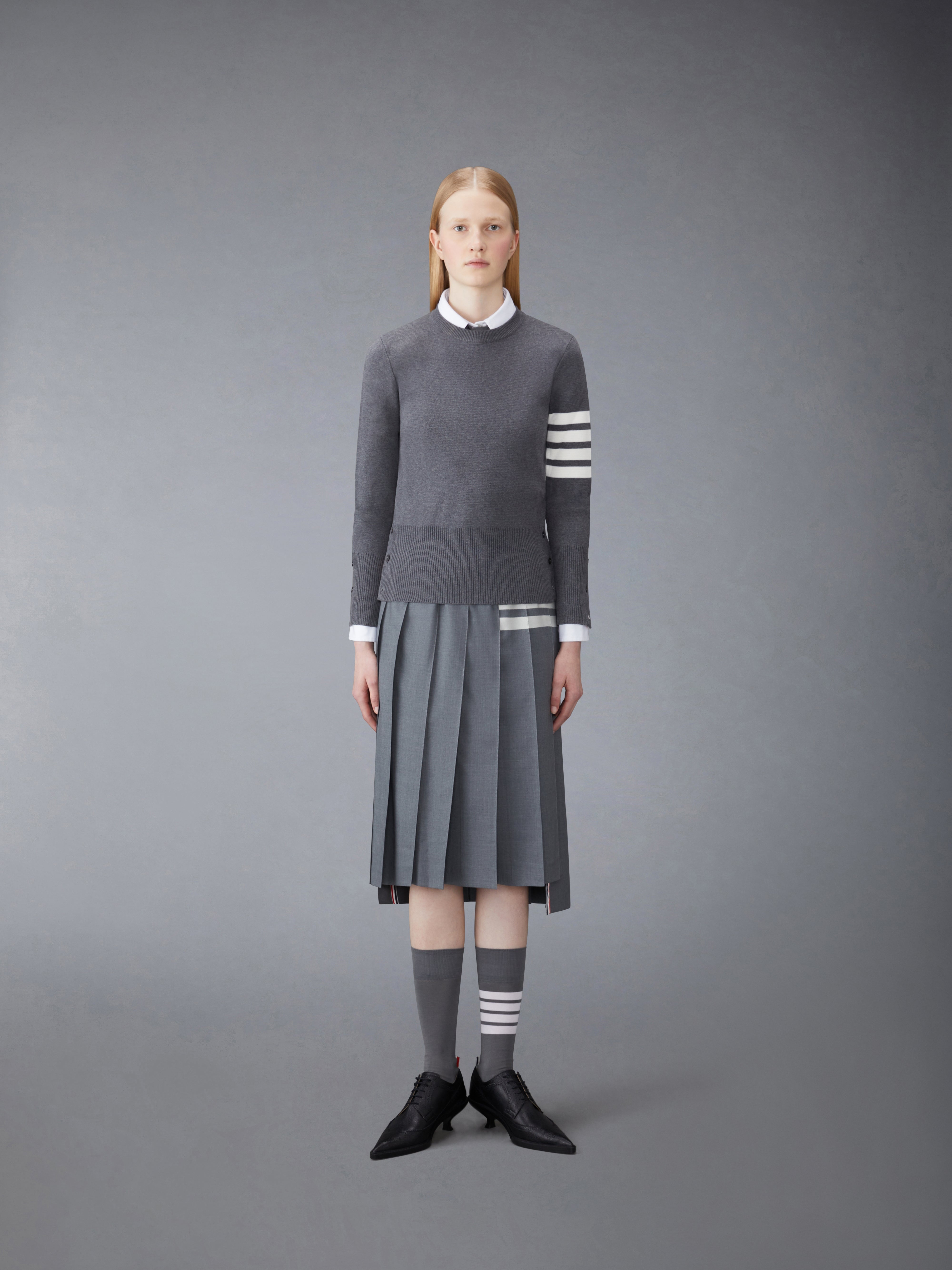 COTTON CREPE MILANO STITCH 4-BAR CLASSIC CREW NECK PULLOVER - 3