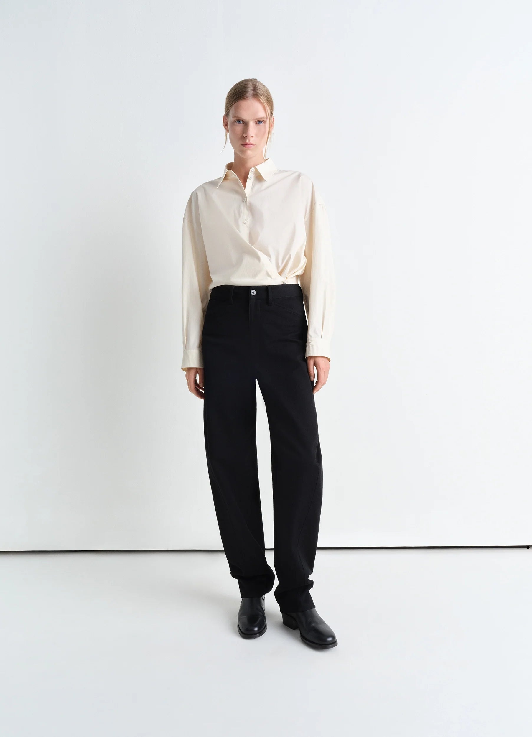 STRAIGHT COLLAR TWISTED SHIRT - 5