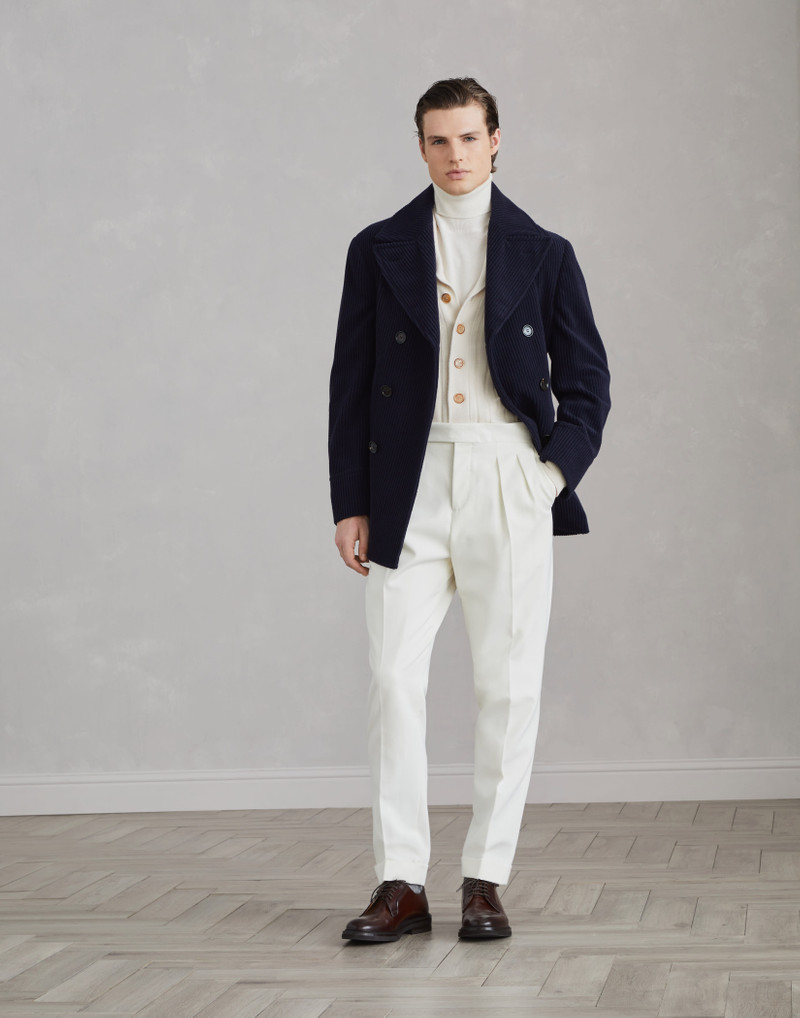 Cashmere wide wale corduroy pea coat 5