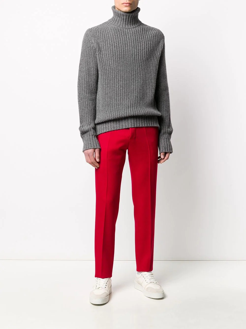 ribbed funnel neck jumper - 2