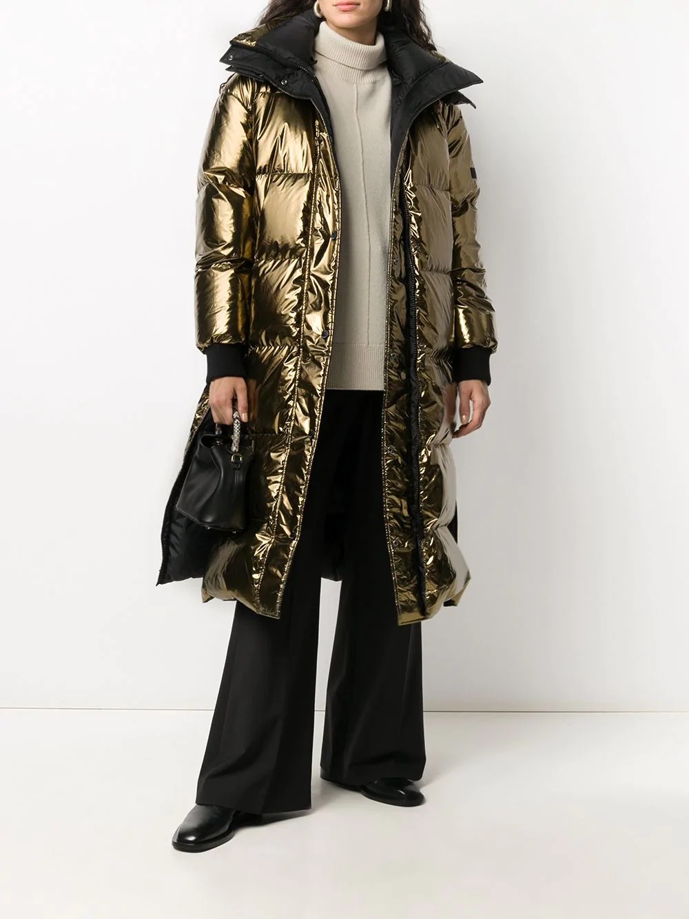 reversible longline metallic puffer coat - 2