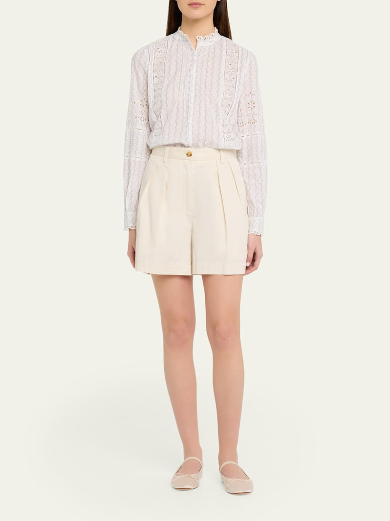 LoveShackFancy Lal Embroidered Button-Front Top outlook