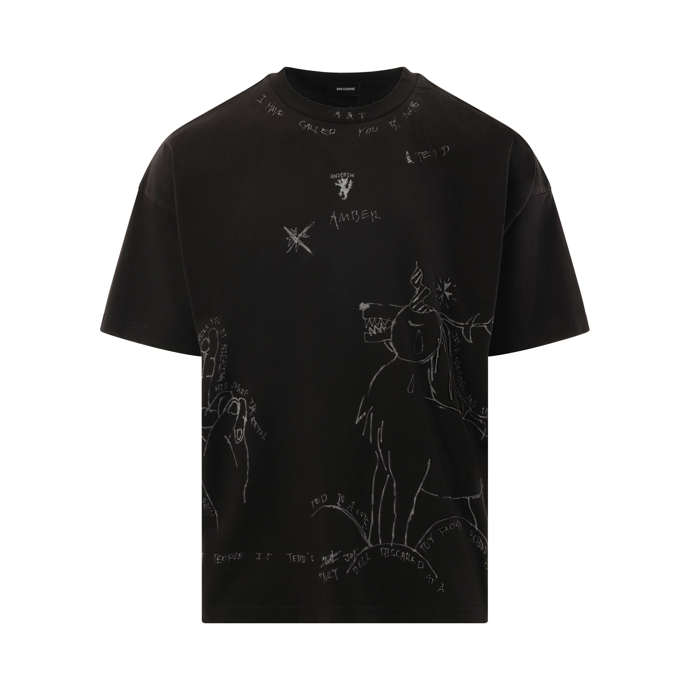 Dyed Print Short-Sleeved T-Shirt in Black - 2