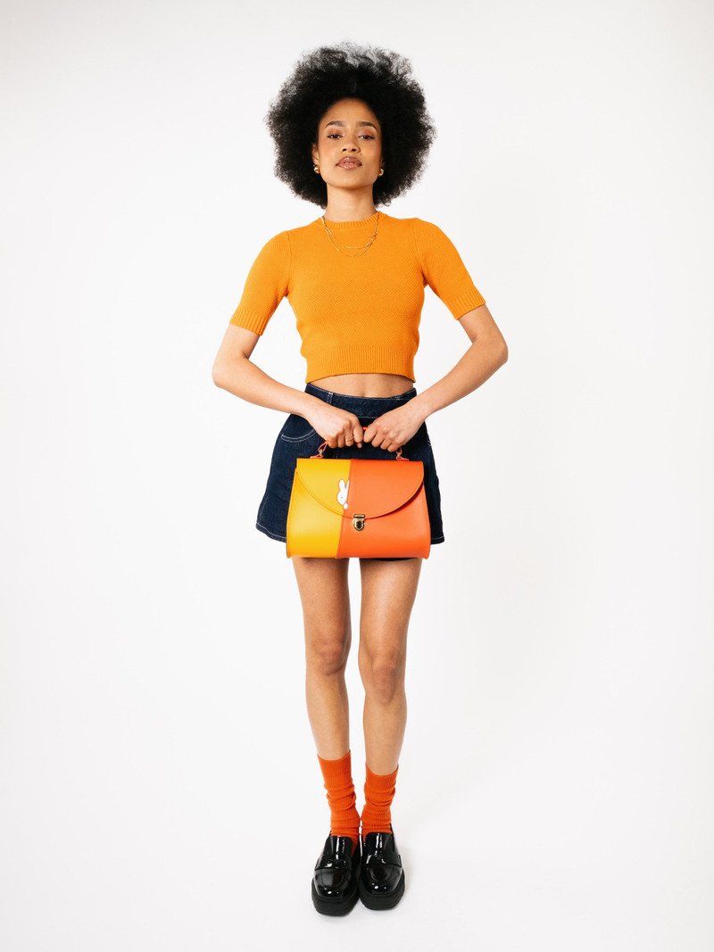 Cambridge Satchel The Hiding Miffy Poppy - Carrot Orange, Windsor Tan & Brilliant White outlook