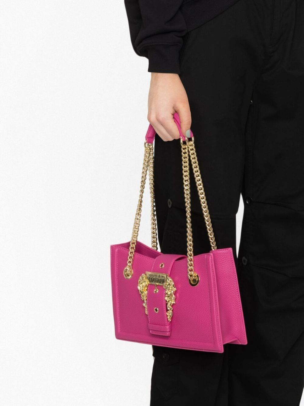 logo-engraved buckle shoulder bag - 3