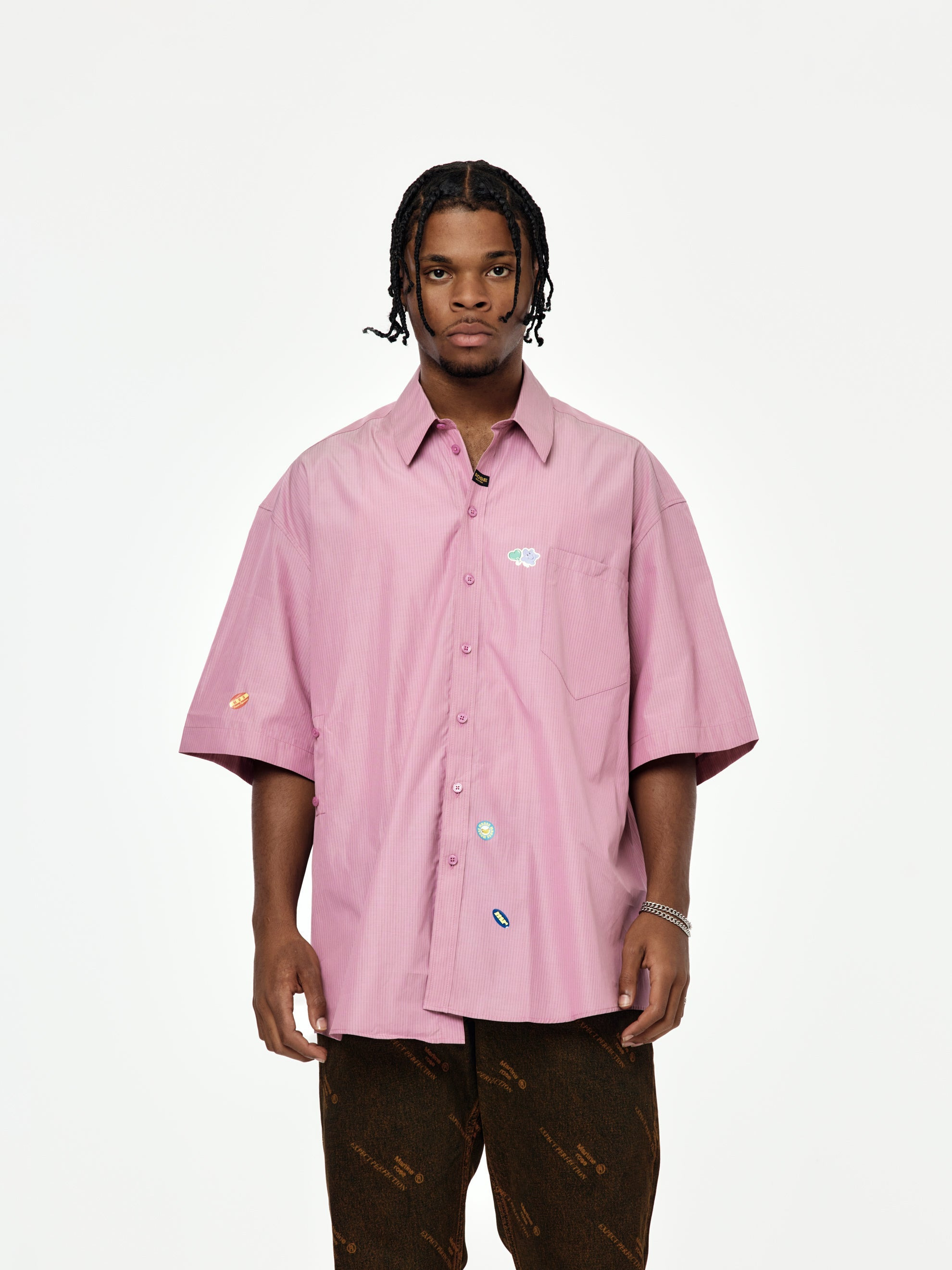 STRIPE S/S BOXY WRAP SHIRT (PURPLE/BLACK) - 6