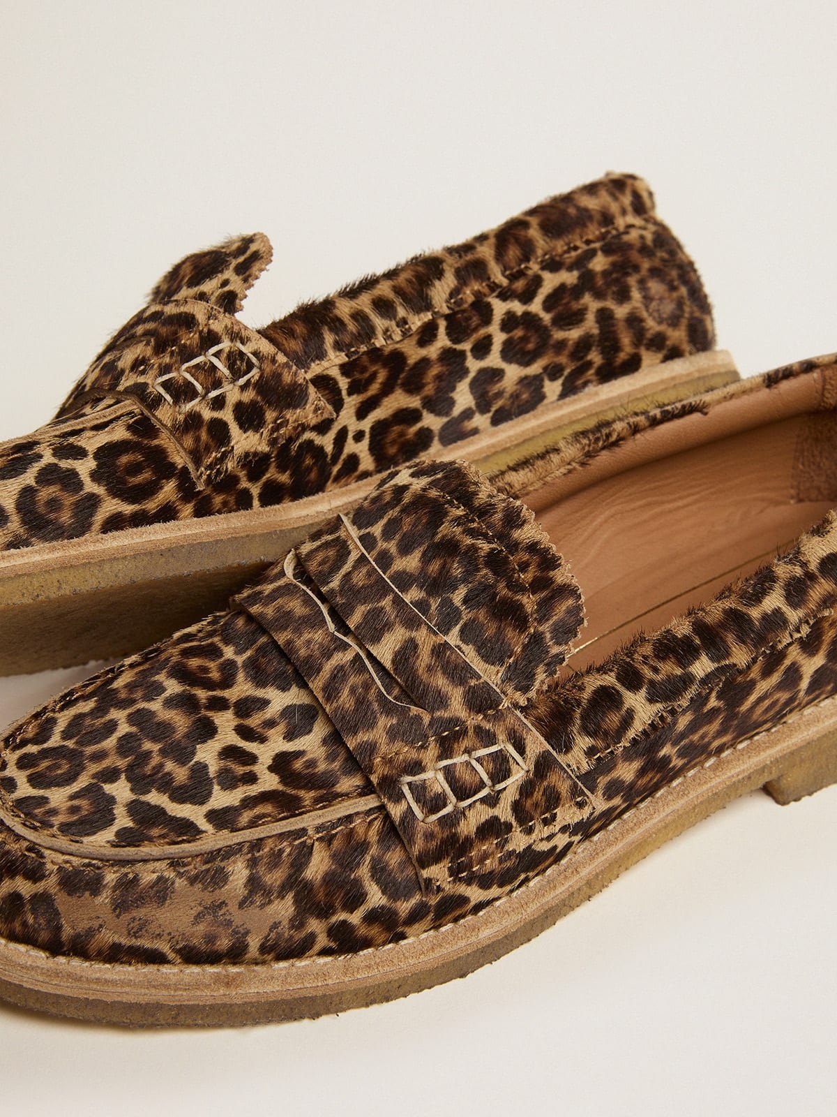 Women's loafers in leopard print pony skin - 4