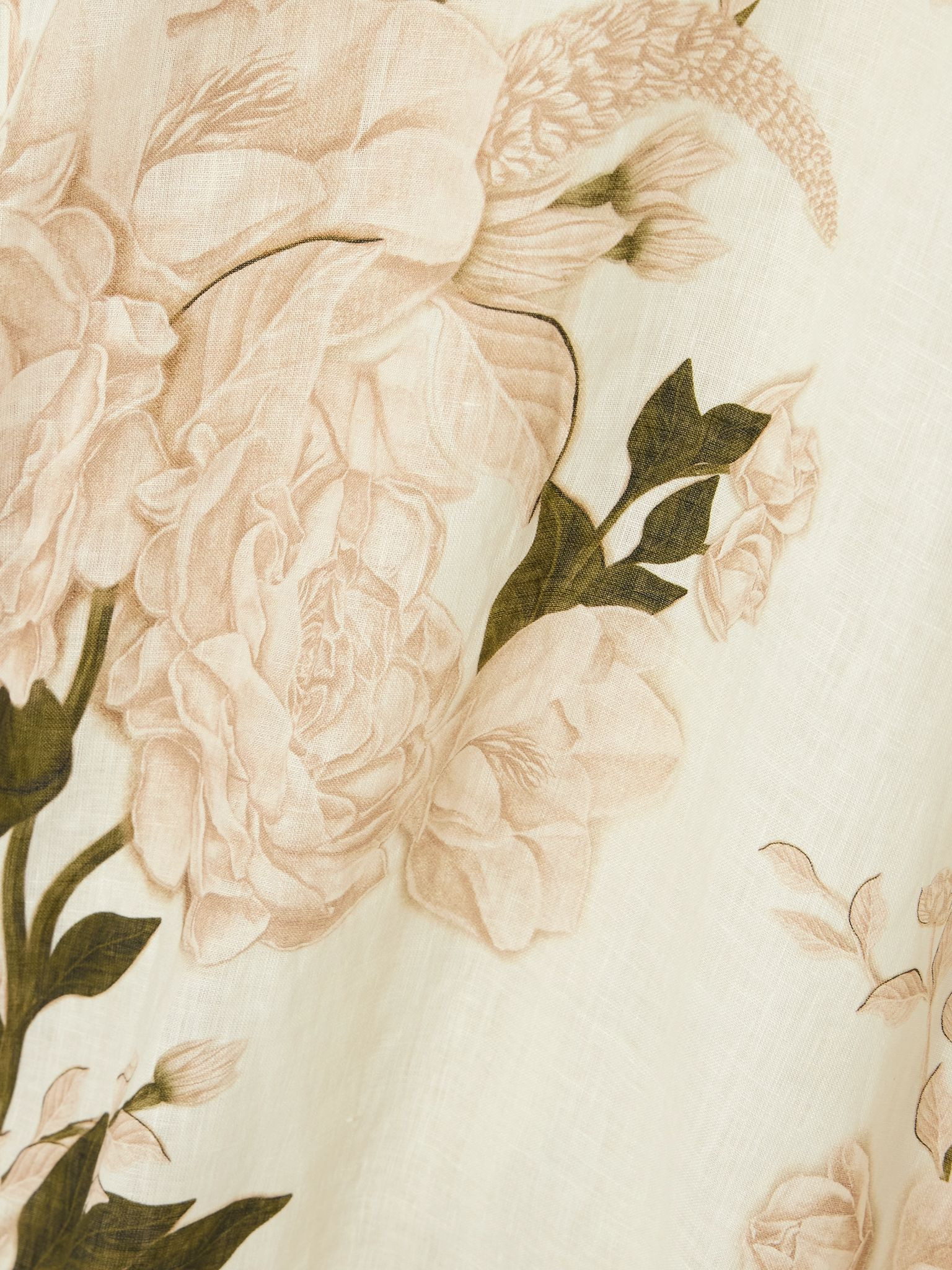 Bergamota Gardenia floral-print linen midi skirt Cream - 4