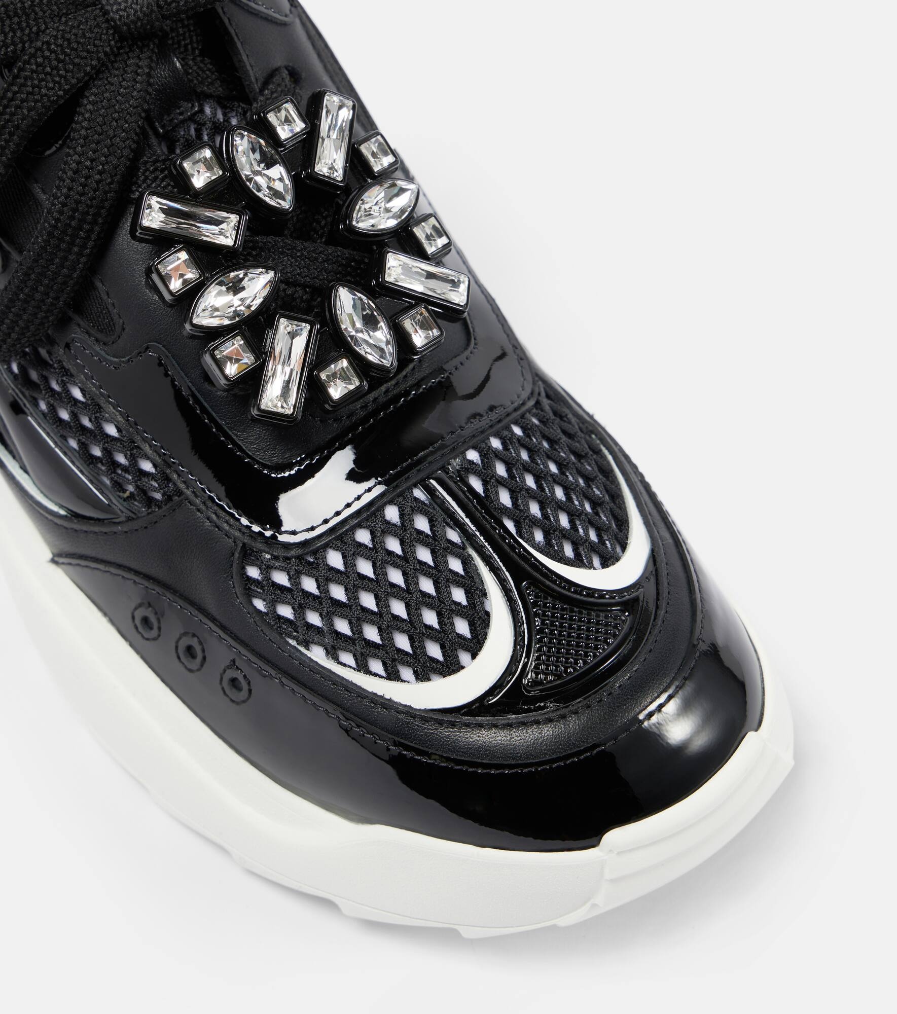 Embellished leather-trimmed sneakers - 5