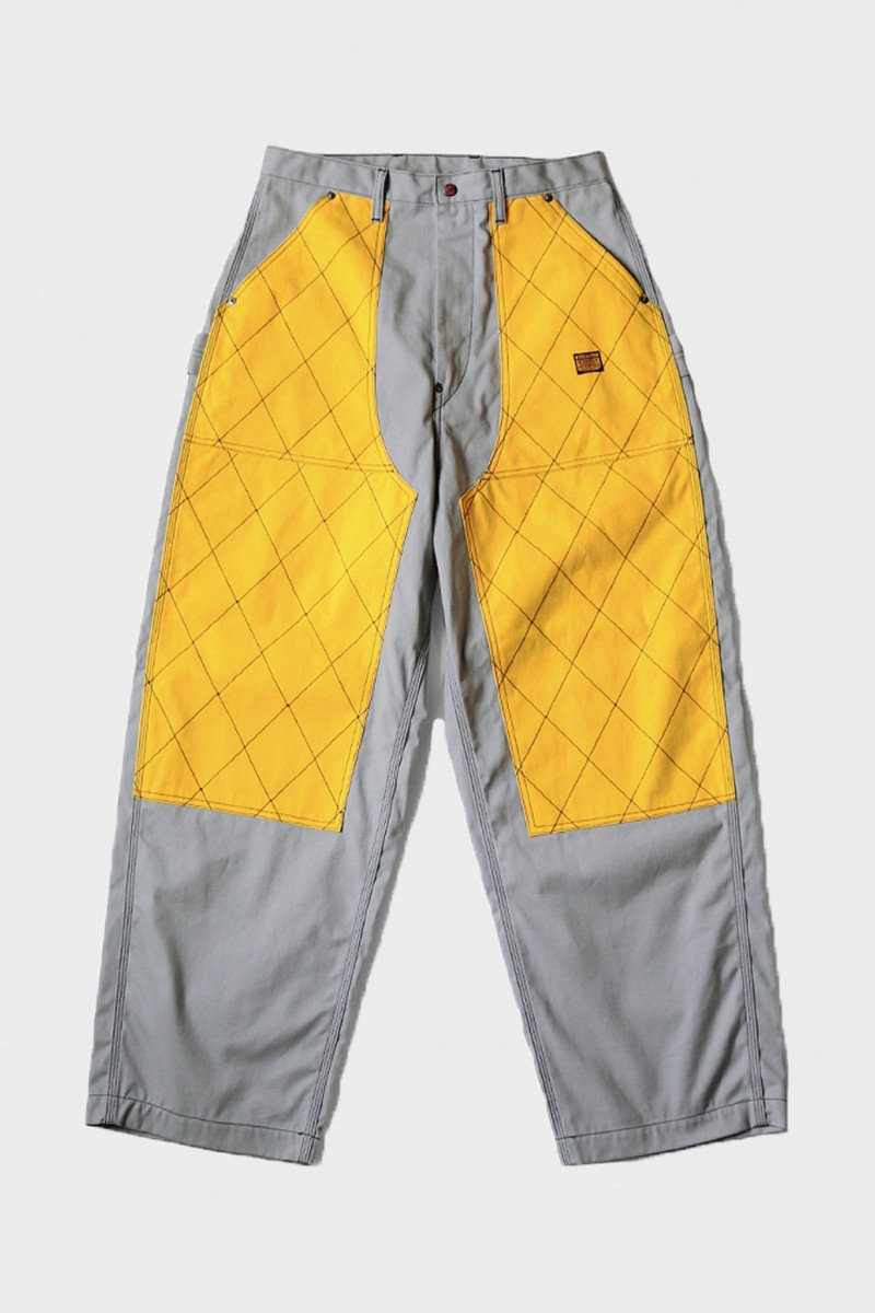 CANVAS W-KNEE ROOKIE PAINTER PANTS(2TONES) - GRAY X YELLOW 1