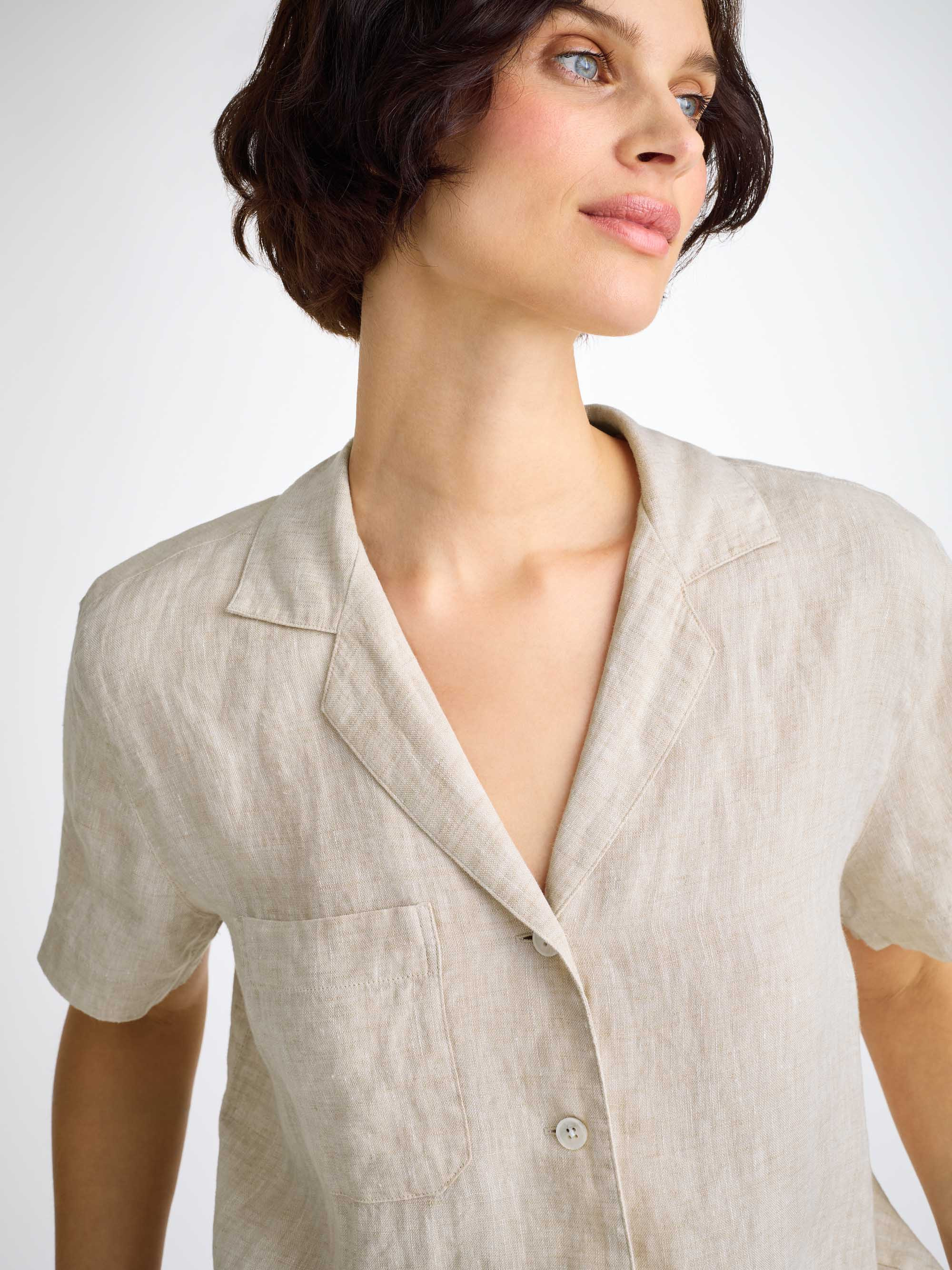 Women's Short Pajamas Sicily Linen Sand - 6