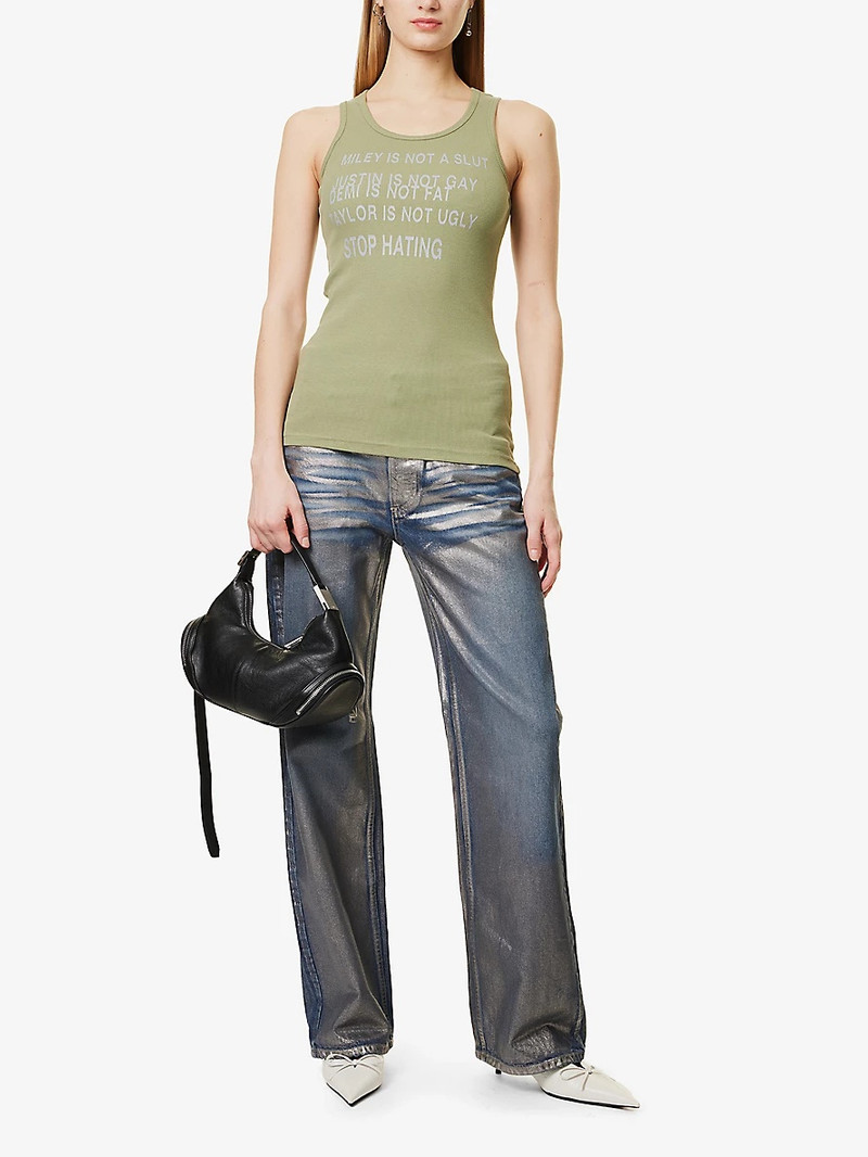 Praying Feel Good Slogan-Print Slim-Fit Cotton Vest outlook