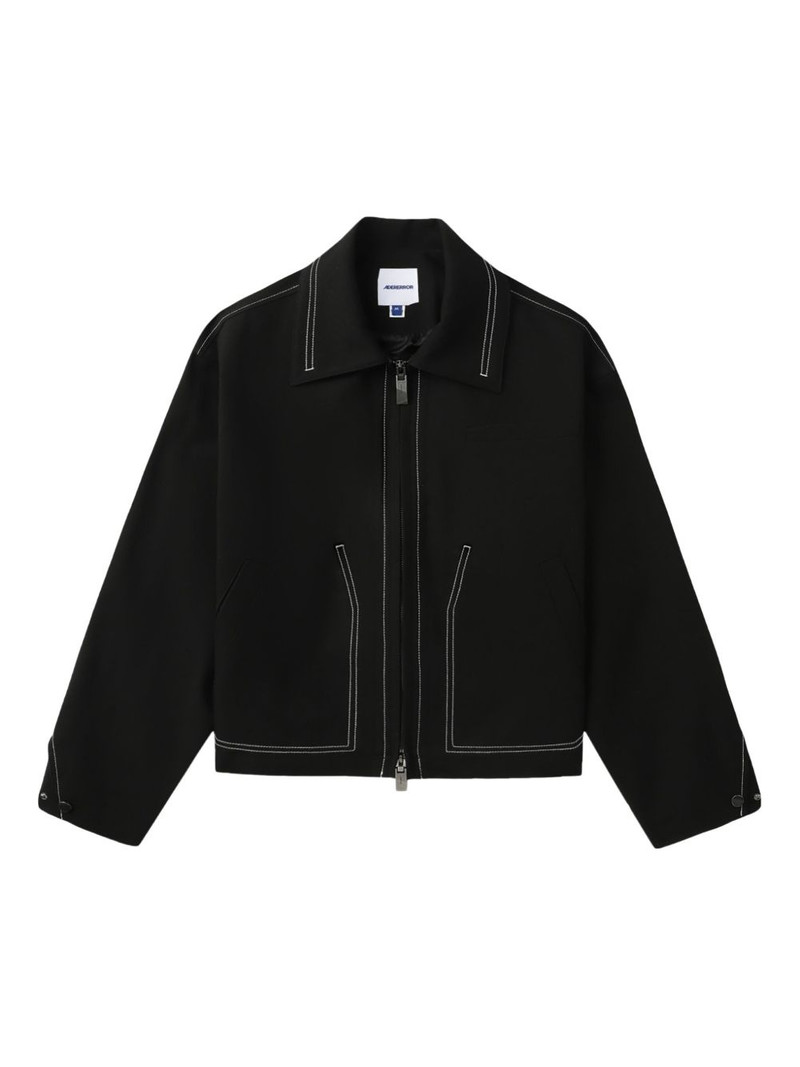 contrast-stitch zip-up jacket 1
