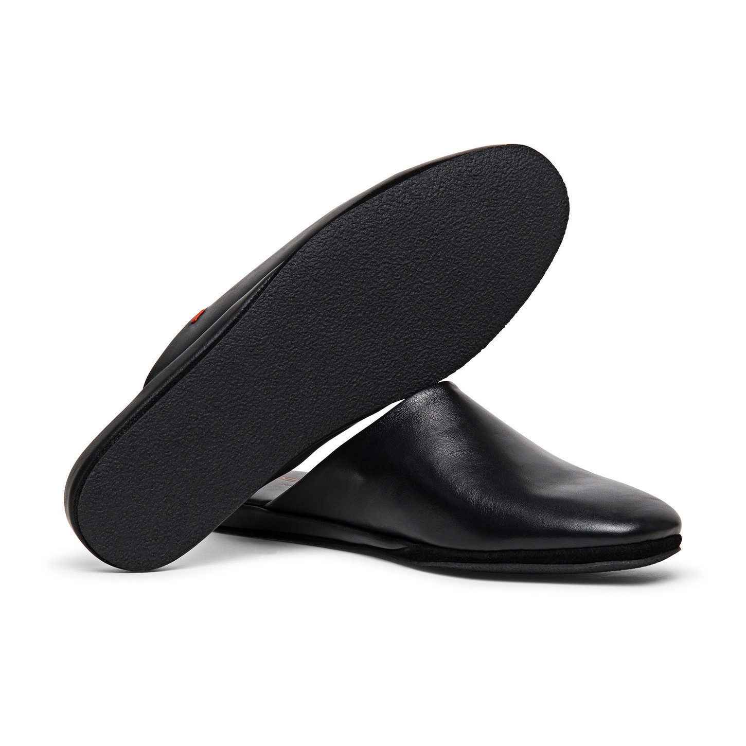 Men's black leather slipper - 3